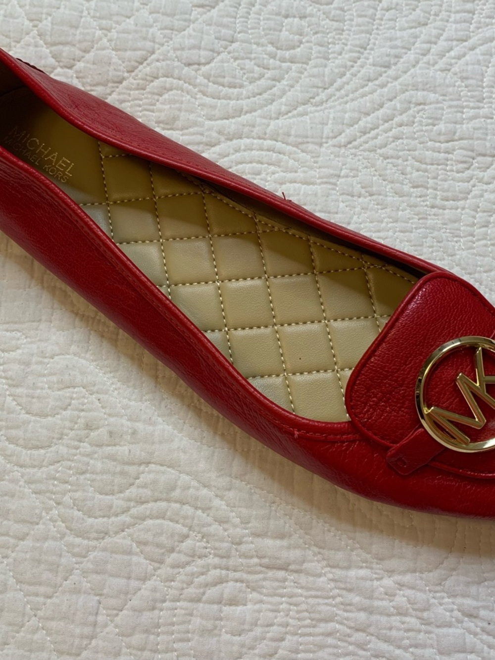 Michael Kors Lillie Premium Leather  Moccasin Flats in Bright Red - Picture 9 of 13